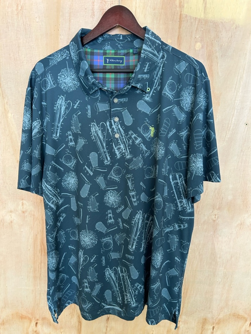 William Murray Golf Navy Polo with Light Gray Golf Motif